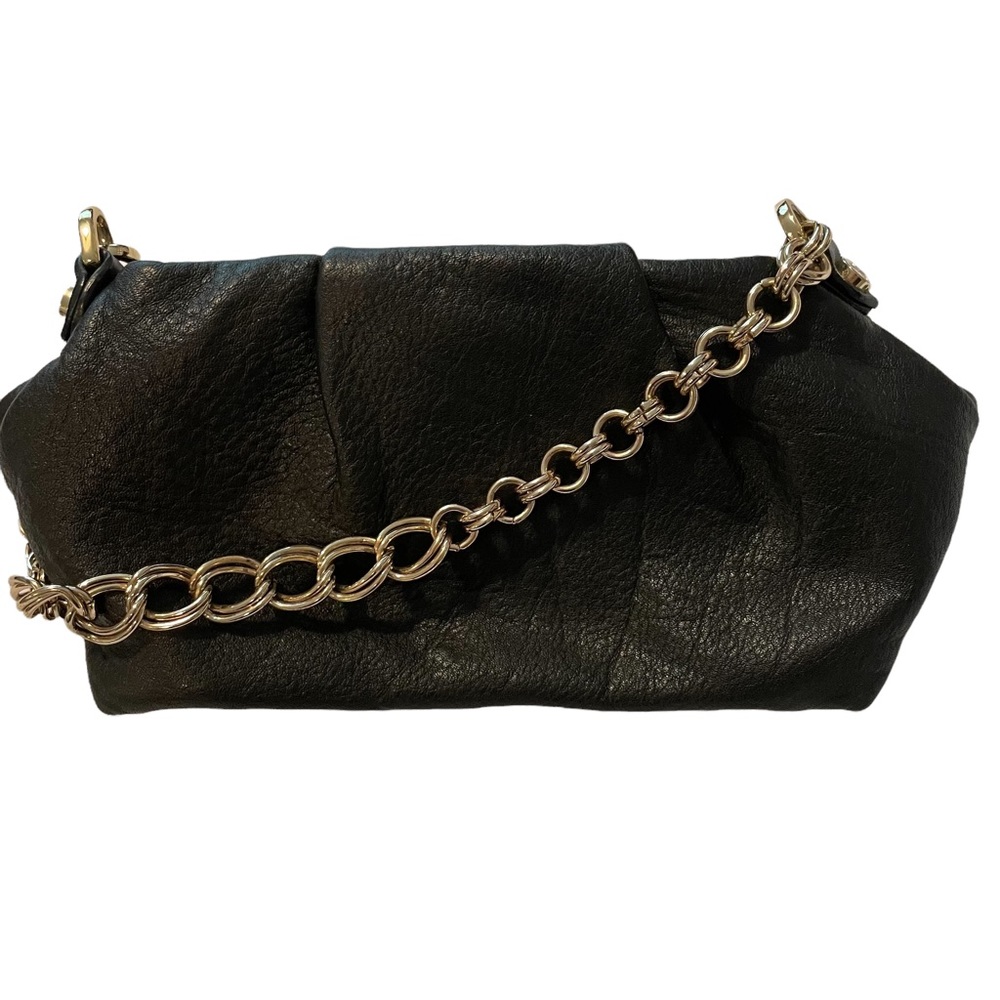 Simply Vera by Vera Wang Mini-bag, black leather with gold chain.